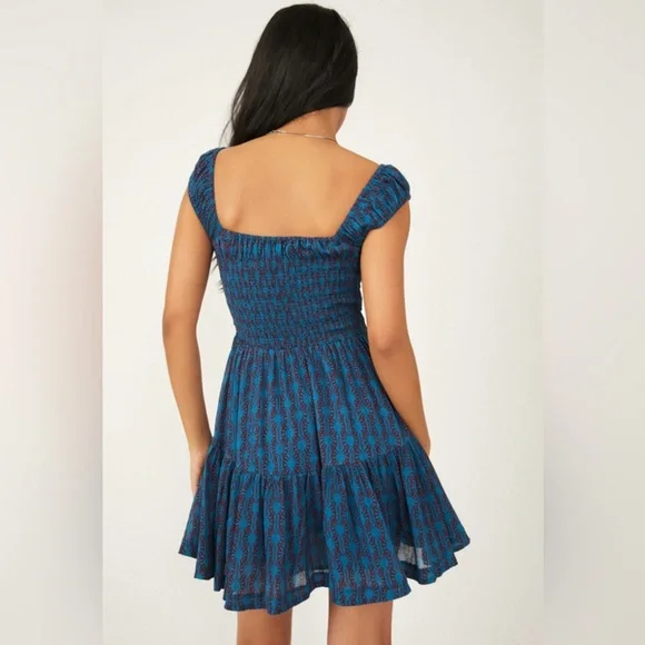 Free People Sweet Annie Mini Dress XS Tiered Cotton Boho Summer - Picture 3 of 12